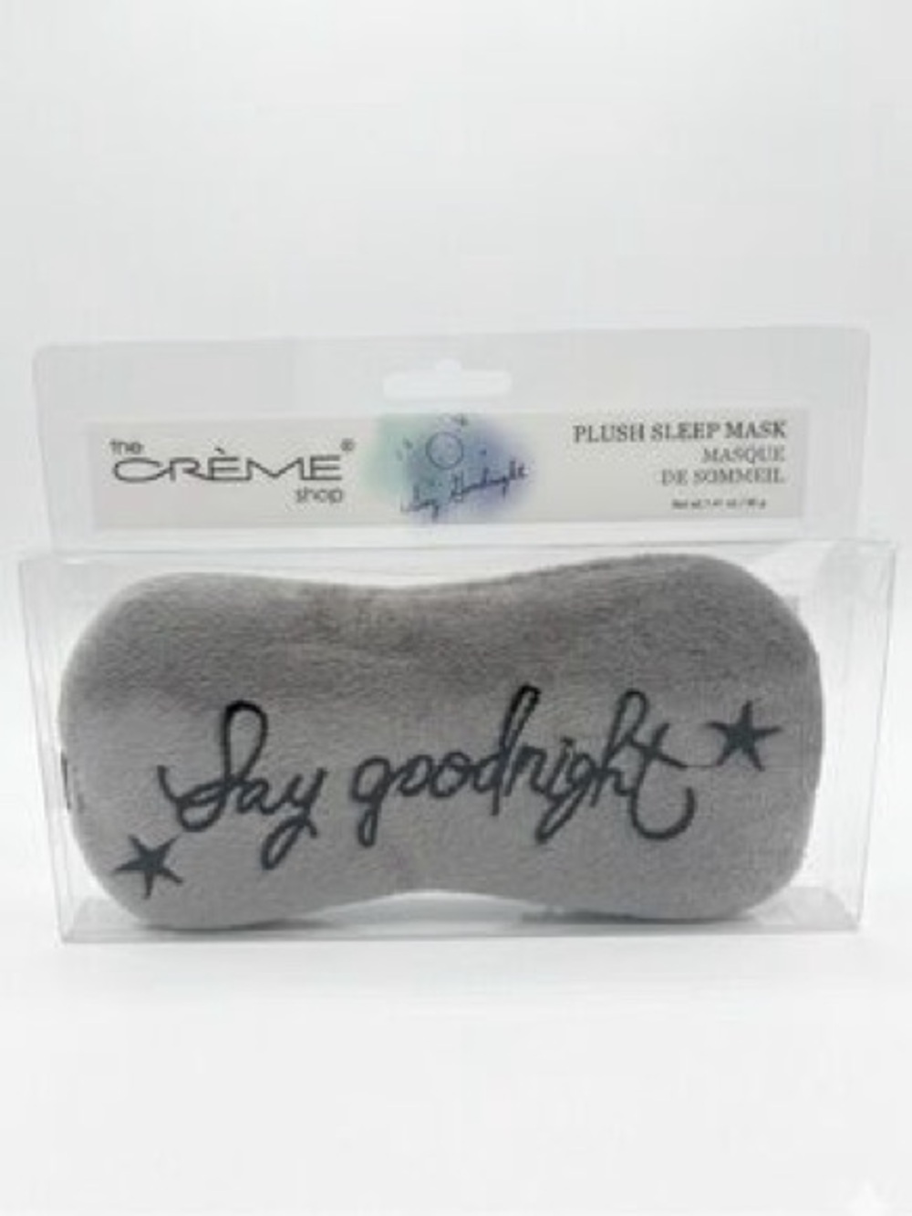 The Crème Shop Gray Plush "Say Goodnight" Sleep Mask